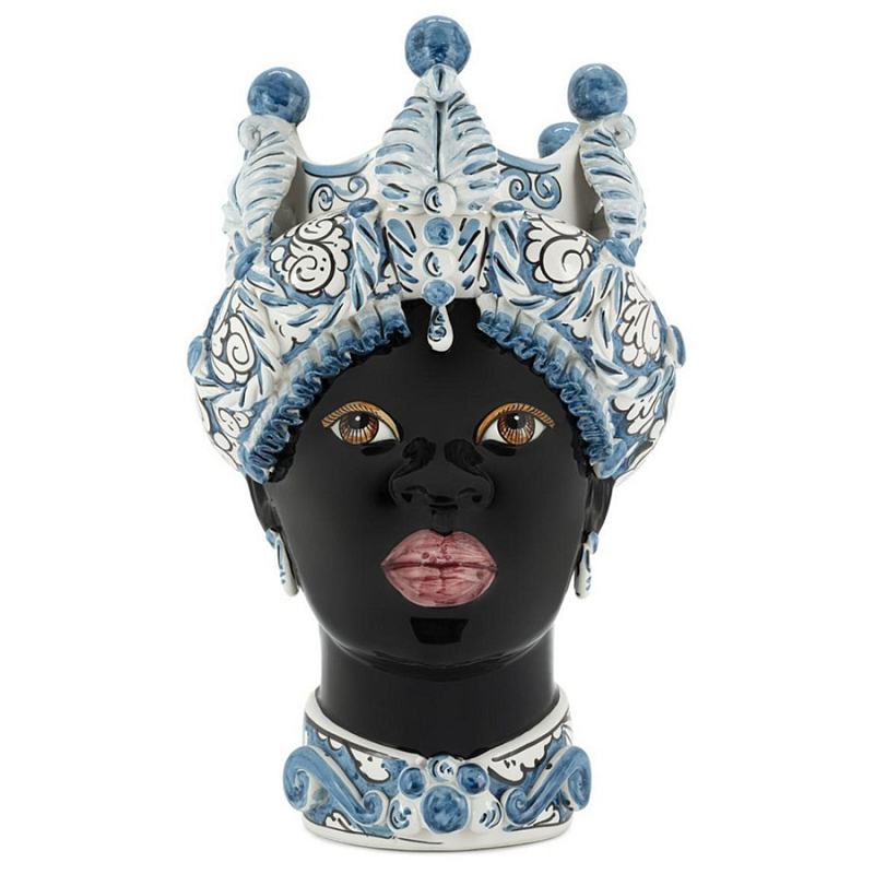 Ваза Vase Moro Lady Medium Leaves Blue Черный Голубой Белый Ваза Vase Moro Lady Medium Leaves Blue Черный Голубой Белый в Самаре | Loft Concept