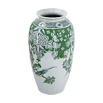 Ваза высокая с зелеными цветочными и птичьими мотивами Vase Inspired by Nature варинант исполнения - 2 | Loft Concept в Самаре