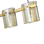 Подвесной светильник светодиодный с 5-ю цилиндрическими плафонами коньячного цвета из стекла и стали Andrea Сhandelier Сognac варинант исполнения - 1 | Loft Concept в Самаре