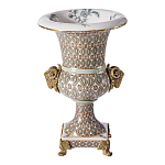 Ваза с овнами из фарфора с бронзовыми элементами Bronze Aries варинант исполнения - 1 | Loft Concept в Самаре