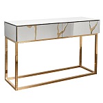 Консоль с ящиками зеркальная с золотым декором Gold Painted Mirror Console варинант исполнения - 1 | Loft Concept в Самаре