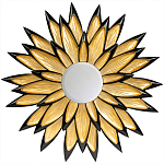 Зеркало-солнце в раме золотого и черного цвета Rays of Peace варинант исполнения - 1 | Loft Concept в Самаре