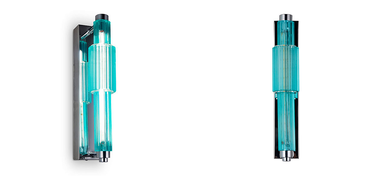 Бра с вертикальным узким плафоном Fuse Crystal Blue Бра с вертикальным узким плафоном Fuse Crystal Blue - Loft-Concept в Самаре
