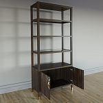 Стеллаж со стеклянными полками Elsa Dreams Walnut варинант исполнения - 3 | Loft Concept в Самаре