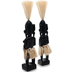 Комплект из 2-х деревянных статуэток Asmat Straw Headdress Statuettes Black варинант исполнения - 2 | Loft Concept в Самаре