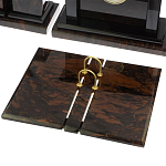 Настольный письменный набор с часами из природного камня обсидиана  Gift for Manager варинант исполнения - 3 | Loft Concept в Самаре