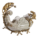 Чаша для фруктов из фарфора бронзовыми фигурками леопардов Eden Garden варинант исполнения - 2 | Loft Concept в Самаре