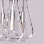 Люстра с 9-ю прозрачными плафонами из стекла в форме капли на прямоугольном потолочном основании цвета хром Lucid Rain  варинант исполнения - 8 | Loft Concept в Самаре