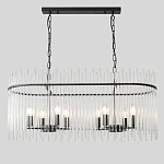 Люстра подвесная овальная со стеклянными прозрачными трубками и металлическим каркасом черного цвета Nembus варинант исполнения - 1 | Loft Concept в Самаре