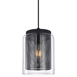 Подвесной светильник с сетчатым металлическим плафоном цилиндрической формы черный Metal Mesh варинант исполнения - 1 | Loft Concept в Самаре