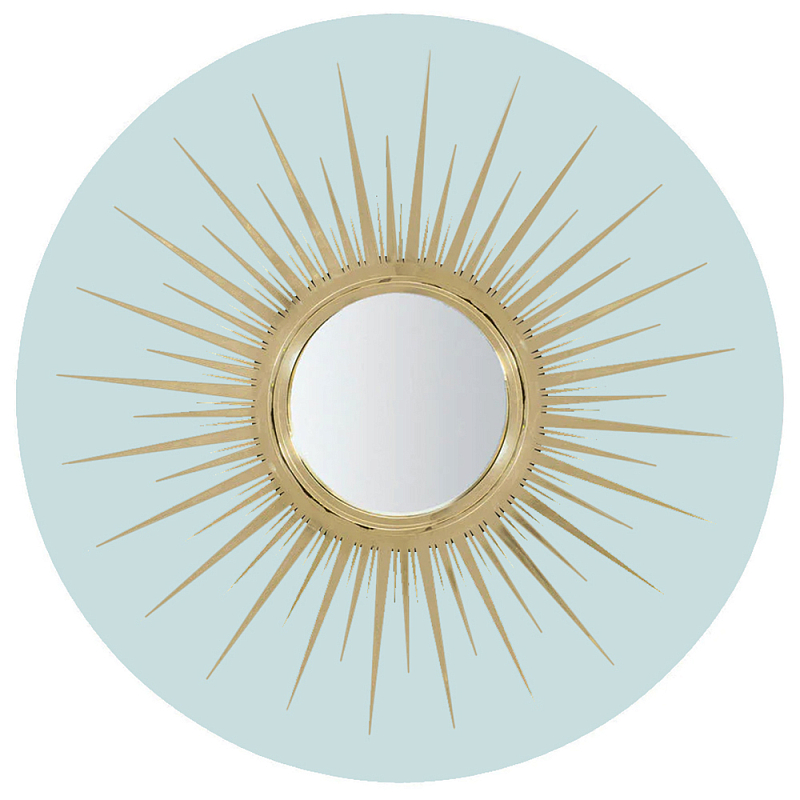 Настенное круглое зеркало Romilly Round Mirror Blue Золотой Голубой в Самаре | Loft Concept 