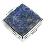 Таблетница карманная квадратная c 2-мя отделениями с зеркалом и накладкой из натурального камня Лазурит Silver Stone Pillboxes варинант исполнения - 1 | Loft Concept в Самаре