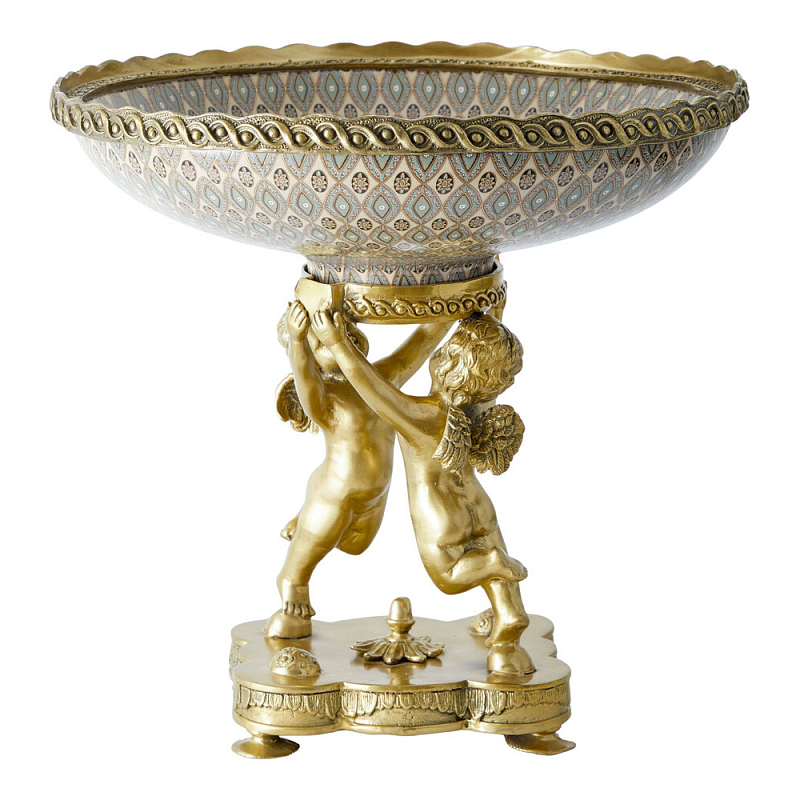 Чаша фарфоровая на двух бронзовых ангелах Eden Garden Бронза Мульти в Самаре | Loft Concept 