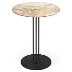 Стол журнальный круглый с бежевой столешницей из стекла Beige Marble варинант исполнения - 1 | Loft Concept в Самаре