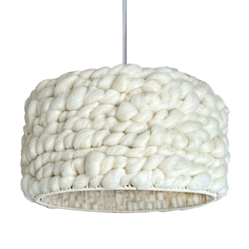Вязаный шерстяной светильник Knitted wool lamp Cylinder Молочный Вязаный шерстяной светильник Knitted wool lamp Cylinder Молочный в Самаре | Loft Concept