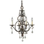 Люстра бронзового цвета с 4-мя лампами и подвесками из оптического стекла в классическом стиле Feiss варинант исполнения - 1 | Loft Concept в Самаре