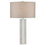 Настольная лампа мраморная с тканевым цилиндрическим абажуром Sharpened варинант исполнения - 3 | Loft Concept в Самаре