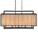 Люстра прямоугольной формы с чёрным каркасом и вставкой из плетеного материала Cage for Light варинант исполнения - 1 | Loft Concept в Самаре