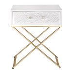 Приставной столик с выдвижным ящиком  White Table Carved Pattern варинант исполнения - 4 | Loft Concept в Самаре