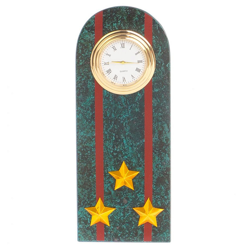 Часы подарочные погон полковник МВД из натурального камня Змеевик Military Clock Зеленый Красный Золотой Часы подарочные погон полковник МВД из натурального камня Змеевик Military Clock Зеленый Красный Золотой в Самаре | Loft Concept
