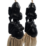 Комплект из 2-х деревянных статуэток Asmat Straw Headdress Statuettes Black варинант исполнения - 3 | Loft Concept в Самаре