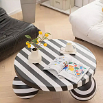 Дизайнерский журнальный стол круглый в чёрно-белую полоску Mypel варинант исполнения - 1 | Loft Concept в Самаре