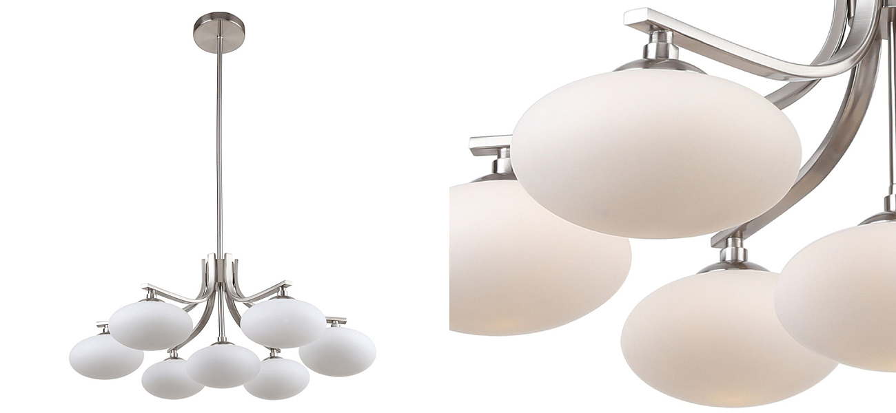 Люстра с овальными белыми плафонами Mushrooms Lamp Люстра с овальными белыми плафонами Mushrooms Lamp - Loft-Concept в Самаре