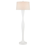 Торшер белый с тканевым абажуром на деревянном основании Graceful Silhouette варинант исполнения - 3 | Loft Concept в Самаре