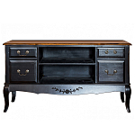 ТВ-тумба черная из массива березы с 4-мя ящиками и 2-мя полками в стиле прованс Vintage  варинант исполнения - 1 | Loft Concept в Самаре