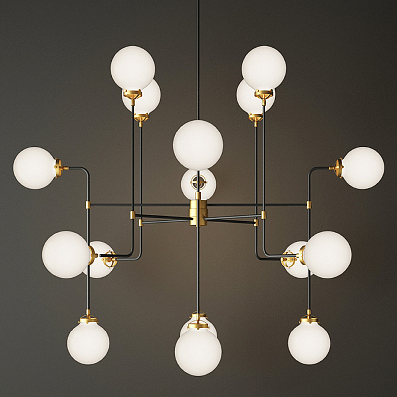 Люстра БИСТРО Globe Clear Glass Chandelier 16 Milk Черный в Самаре | Loft Concept 