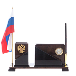 Настольный письменный набор с часами из природного камня обсидиана For the Deputy варинант исполнения - 1 | Loft Concept в Самаре