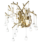 Бра в форме ветвей деревьев золотого цвета с прозрачными подвесками-каплями Droplet Bra варинант исполнения - 1 | Loft Concept в Самаре