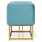 Пуф квадратный голубой велюр на золотом металлическом основании Celeste Blue варинант исполнения - 2 | Loft Concept в Самаре