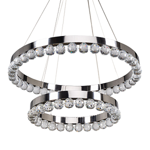 Люстра с двумя кольцами цвета хром и прозрачными хрустальными шарами по периметру Sacramento Transparent Balls Chandelier