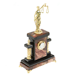 Часы настольные бронзовые из натурального камня Яшма с декором в виде Фемиды Themis Stone Clock варинант исполнения - 2 | Loft Concept в Самаре