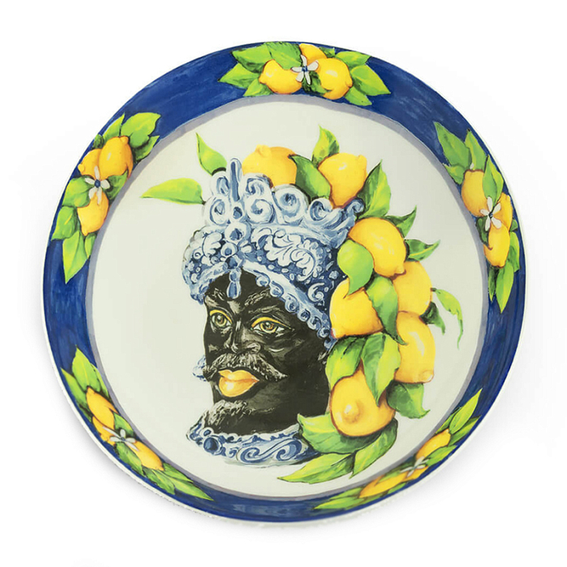 Тарелка Abhika SOUP PLATE MORO HEAD D 22,5 Blue Темно-синий Желтый в Самаре | Loft Concept 