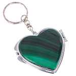 Зеркало брелок складное двухстороннее в форме сердца из натурального камня Малахит Stone Mirrors варинант исполнения - 1 | Loft Concept в Самаре