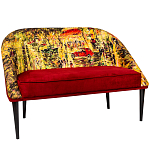 Диван двухместный из натурального бука красный с цветным принтом Impressionism in Art варинант исполнения - 3 | Loft Concept в Самаре