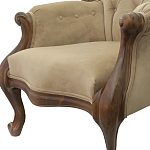 Кресло с мягкой обивкой из светло-коричневого велюра на 4-х деревянных ножках Evelyn Classical Armchair варинант исполнения - 4 | Loft Concept в Самаре