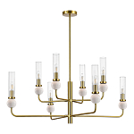 Люстра с 8-ю плафонами в форме стеклянных трубок и мраморных декоративных элементов Montreal варинант исполнения - 8 | Loft Concept в Самаре