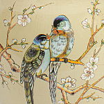 Настольная лампа бежевая с изображением птиц Slip Away варинант исполнения - 6 | Loft Concept в Самаре