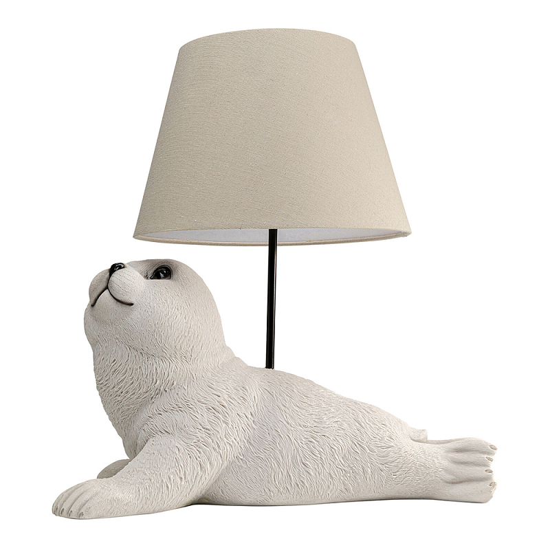 Настольная лампа в детскую Белый морской котик Бежевый Молочный в Самаре | Loft Concept 