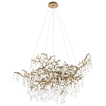 Подвесная люстра в виде ветвей деревьев золотого цвета с прозрачными подвесками-каплями 10 и 14 ламп Droplet Chandelier варинант исполнения - 3 | Loft Concept в Самаре
