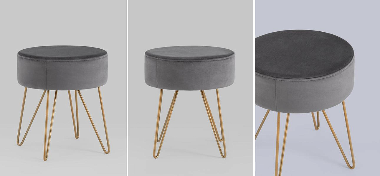 Пуф серый велюр Elegant Juliet   - Loft-Concept в Самаре