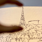 Настольная лампа с принтом на белом тканевом абажуре Roof Garden Lamp варинант исполнения - 3 | Loft Concept в Самаре