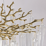 Люстра золотого цвета с декоративными ветками и длинными прозрачными стеклянными подвесами в форме сосулек Droplet Chandelier варинант исполнения - 7 | Loft Concept в Самаре
