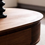 Кофейный стол овальный из дерева с 2-мя ящиками Coffee Walnut Table варинант исполнения - 9 | Loft Concept в Самаре