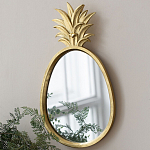 Зеркало овальной формы с золотистой рамкой и декоративной верхушкой в виде ананаса Pineapple Shine  варинант исполнения - 4 | Loft Concept в Самаре