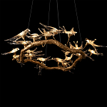 Люстра подвесная с прозрачными стеклянными птичками на ветвях Диаметр 100 см Serip Voa варинант исполнения - 9 | Loft Concept в Самаре