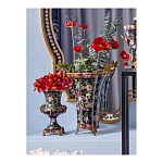 Ваза из фарфора черная с цветочной росписью и бронзовой стрекозой Spring Garden варинант исполнения - 4 | Loft Concept в Самаре